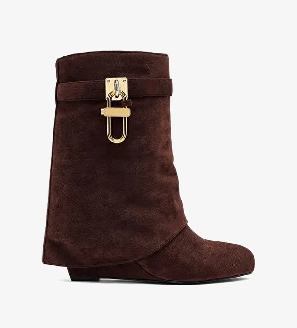 Kadın Kahverengi Dolgu Topuklu Süet Bot 25AFD440010 - Görsel 1