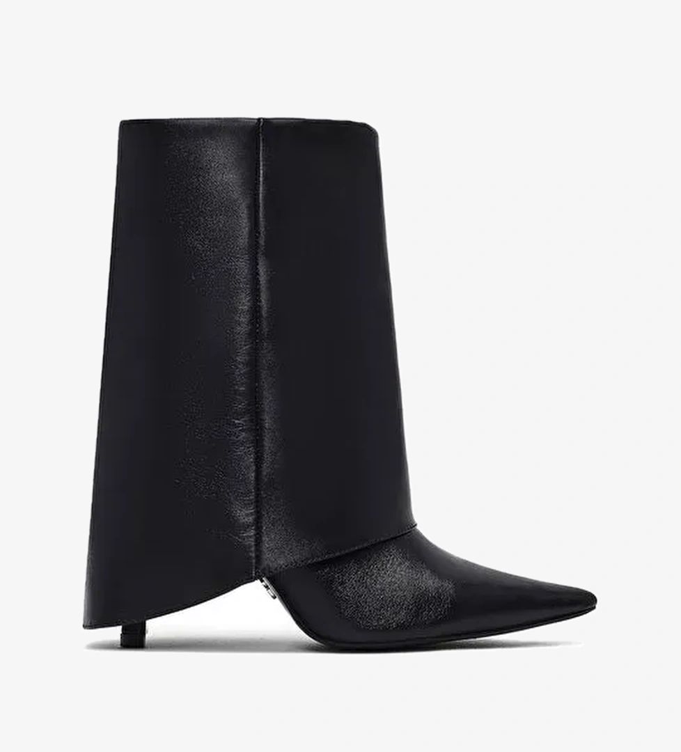 Kadın Siyah İnce Topuklu Deri Bot 25AFD160218 - Görsel 1