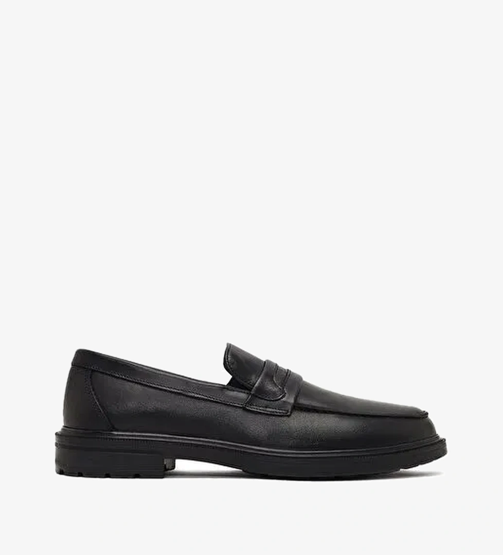 Erkek Siyah Deri Casual Loafer 25WFD710318 - Görsel 1