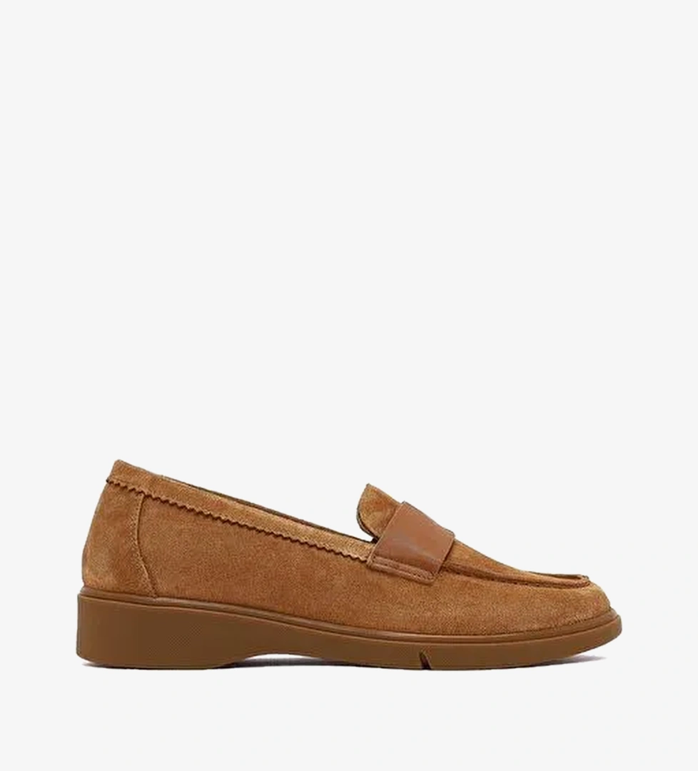 Kadın Taba Süet Deri Comfort Loafer 25AFD154210
