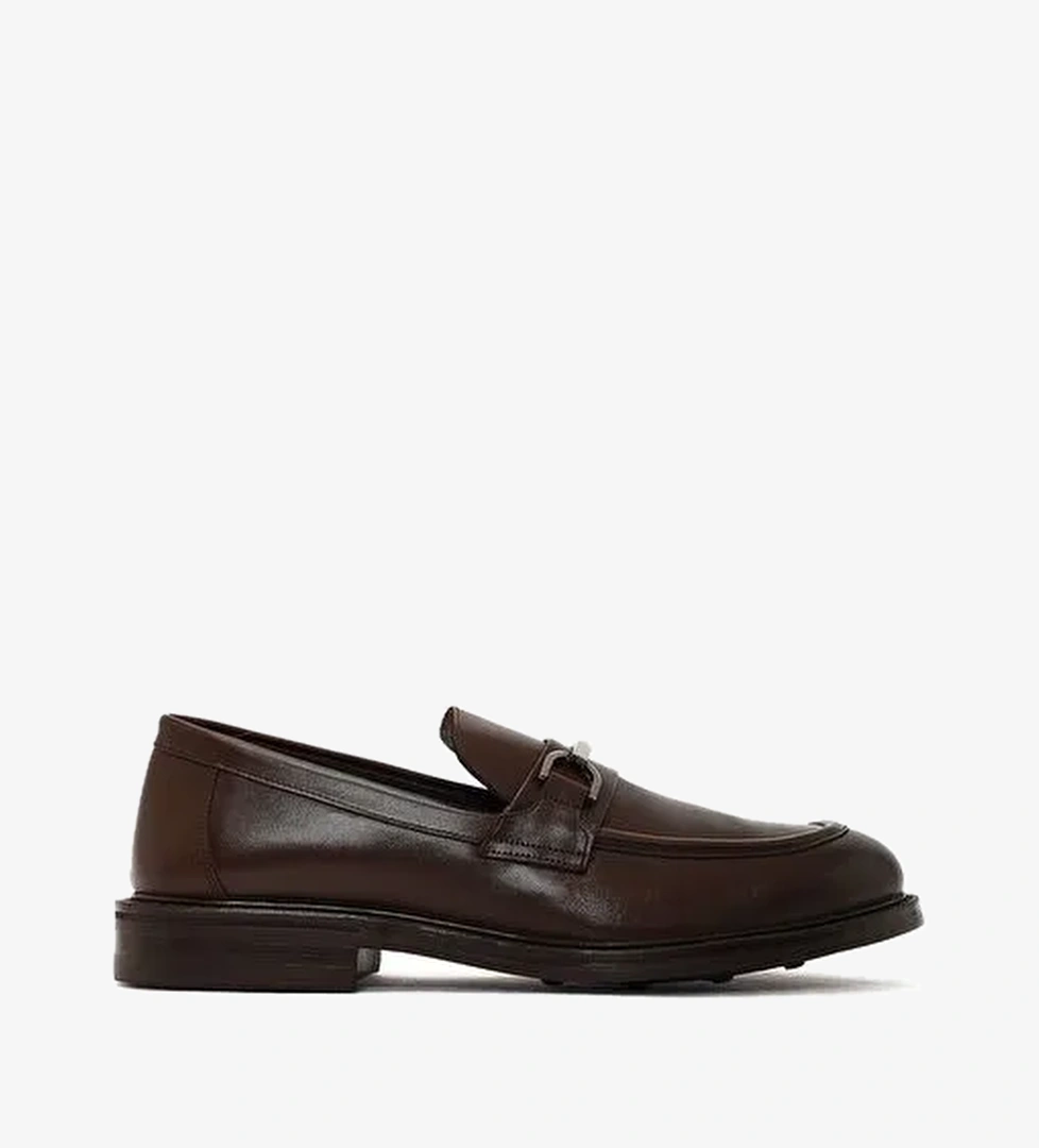 Erkek Kahverengi Deri Casual Loafer 25WFD750018 - Görsel 1