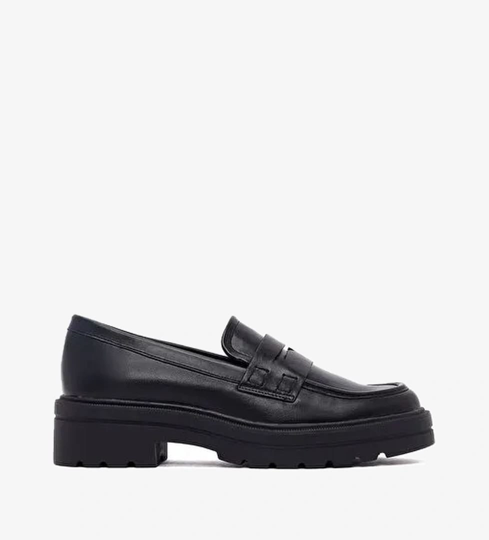 Kadın Siyah Kalın Tabanlı Maskülen Loafer 25AFE480118 - Görsel 1