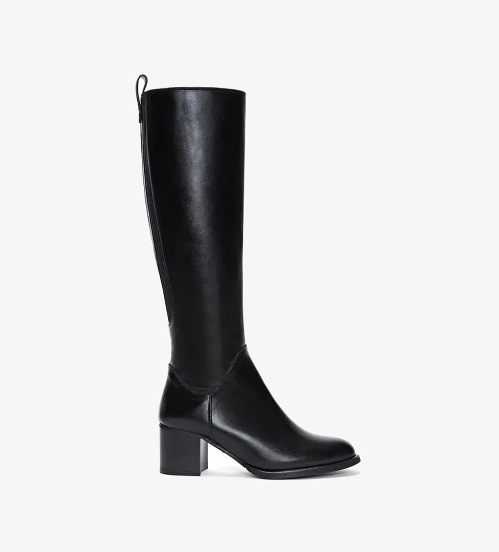 Kadın Siyah Fermuarlı Kalın Topuklu Çizme 25WFE250518 - Görsel 1
