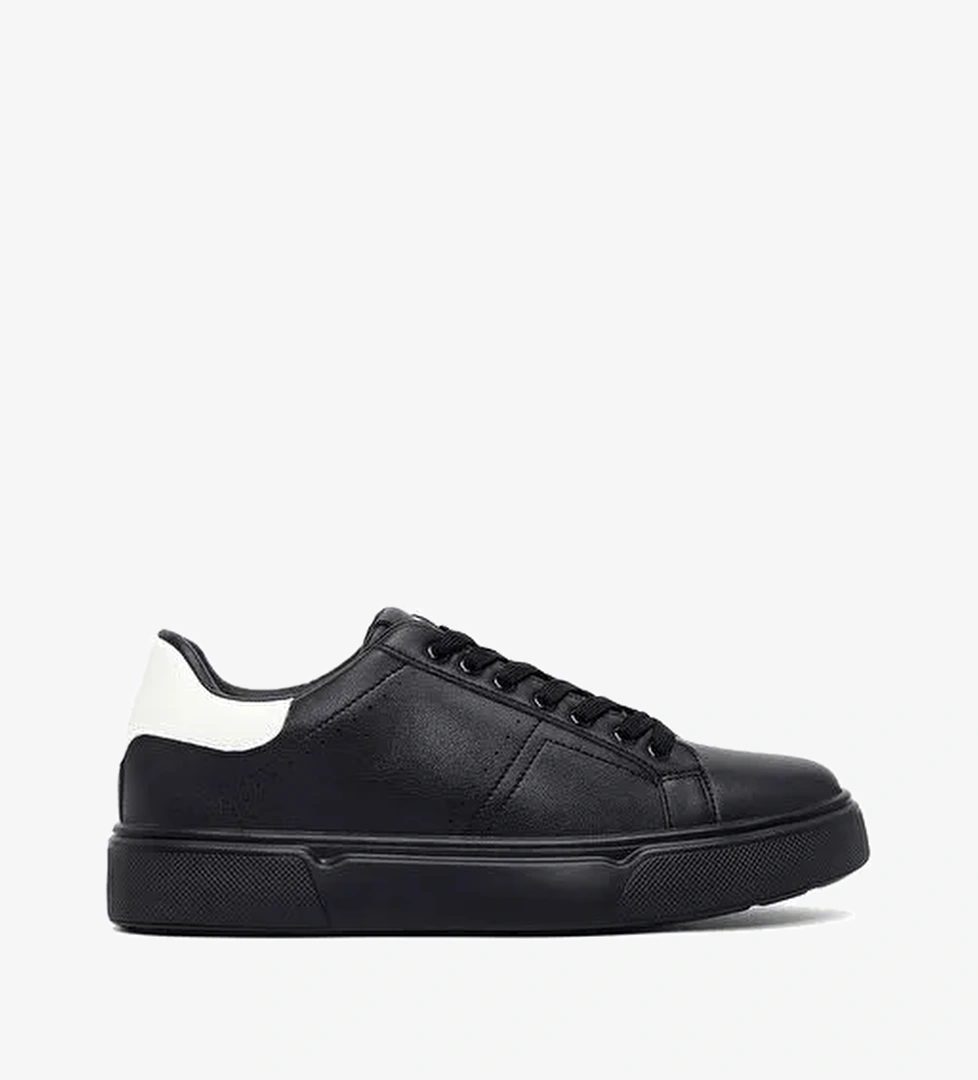 Erkek Siyah Bağcıklı Kalın Tabanlı Sneaker 25WFD6945PV - Görsel 1