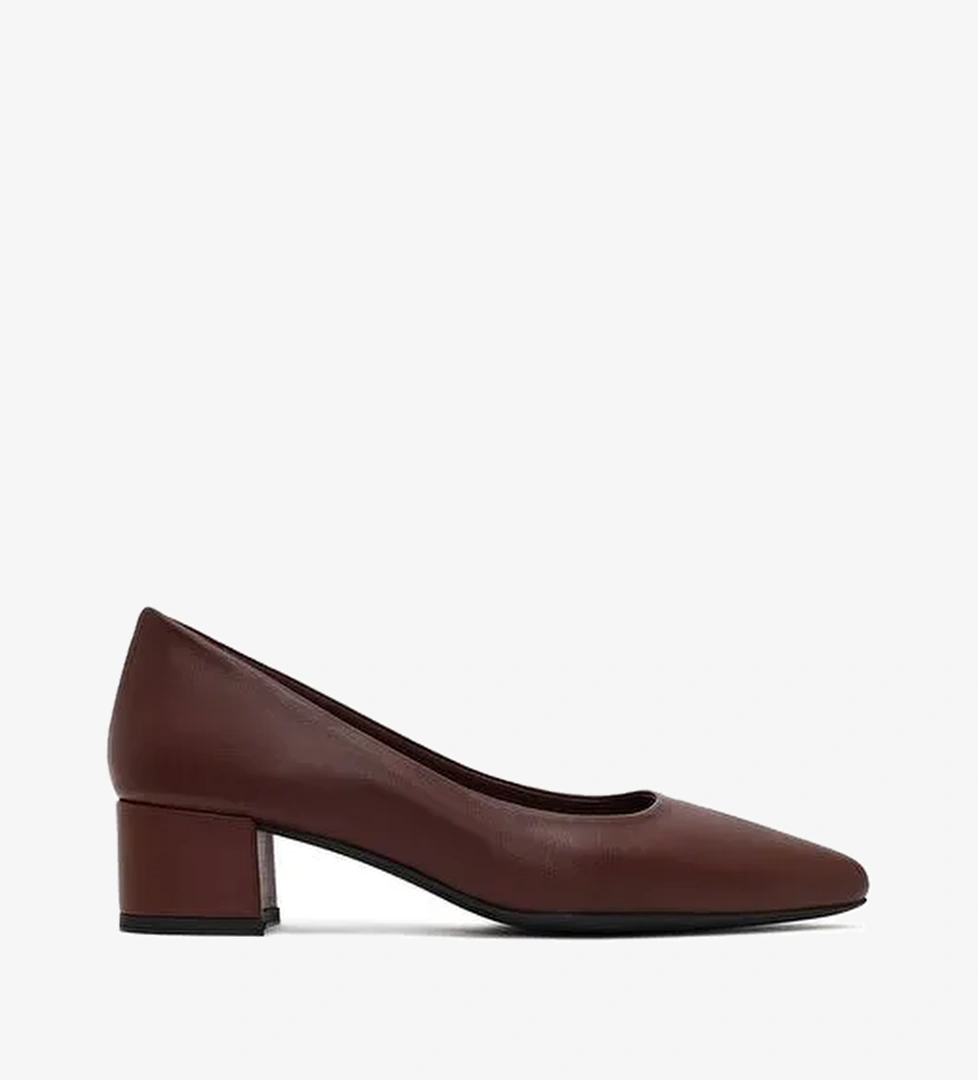 Derimod Flex Kadın Bordo Kalın Topuklu Deri Ayakkabı 25AFD380718 - Görsel 1