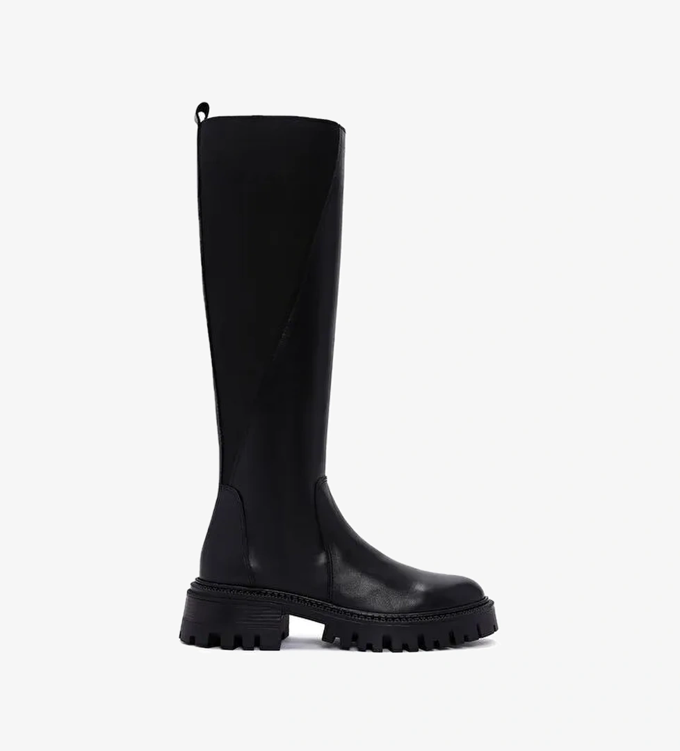 Kadın Siyah Fermuarlı Kalın Tabanlı Deri Çizme 25WFD152114 - Görsel 1