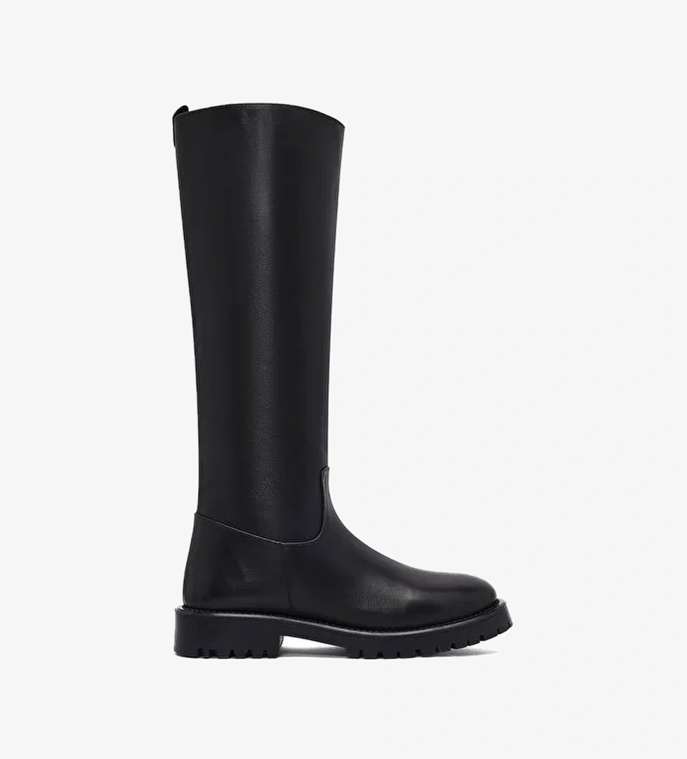 Kadın Siyah Fermuarlı Deri Çizme 25WFD152018 - Görsel 1