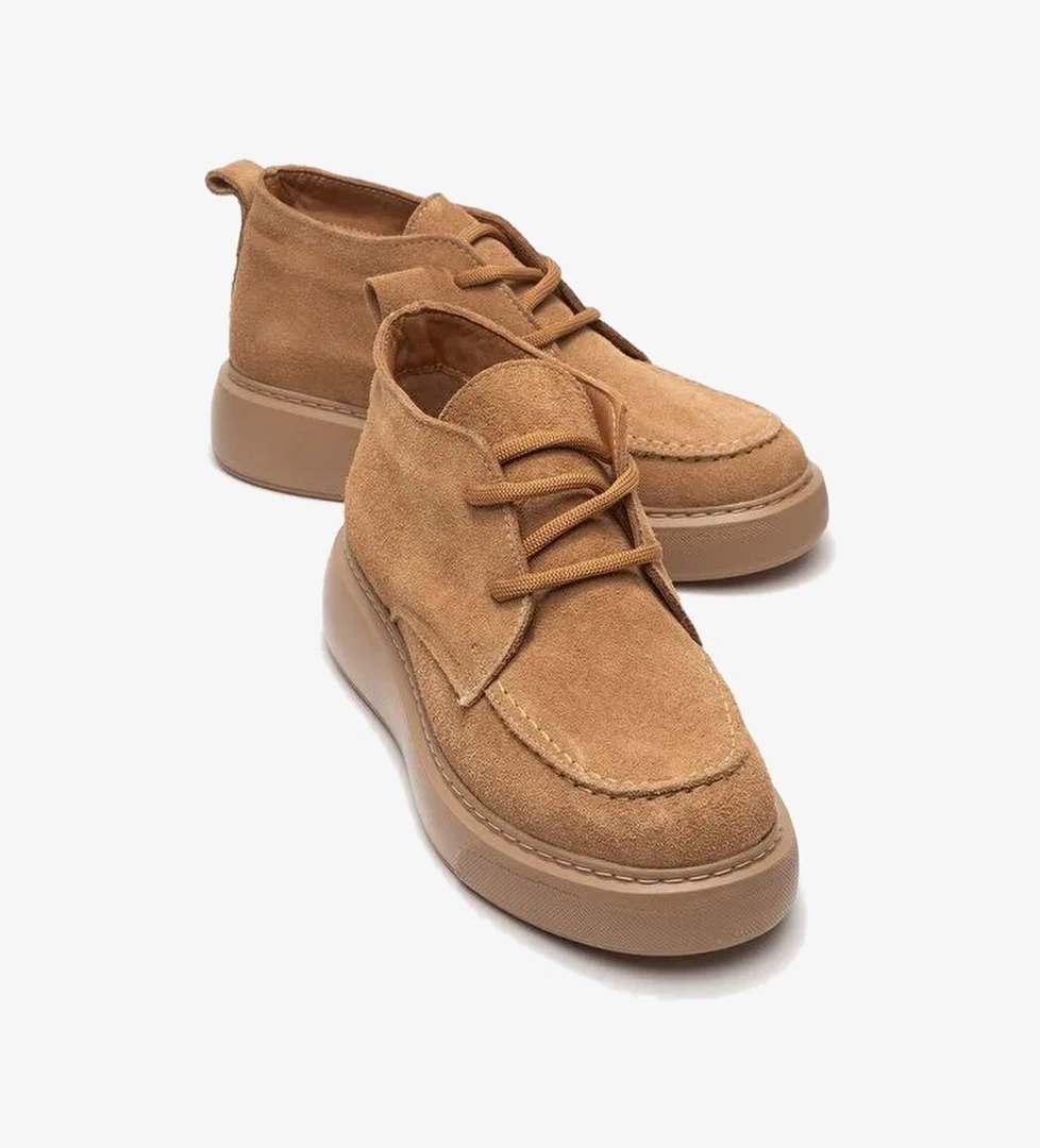 LILYA Toprak Süet Hakiki Deri Kadın Chukka Bot - Görsel 1