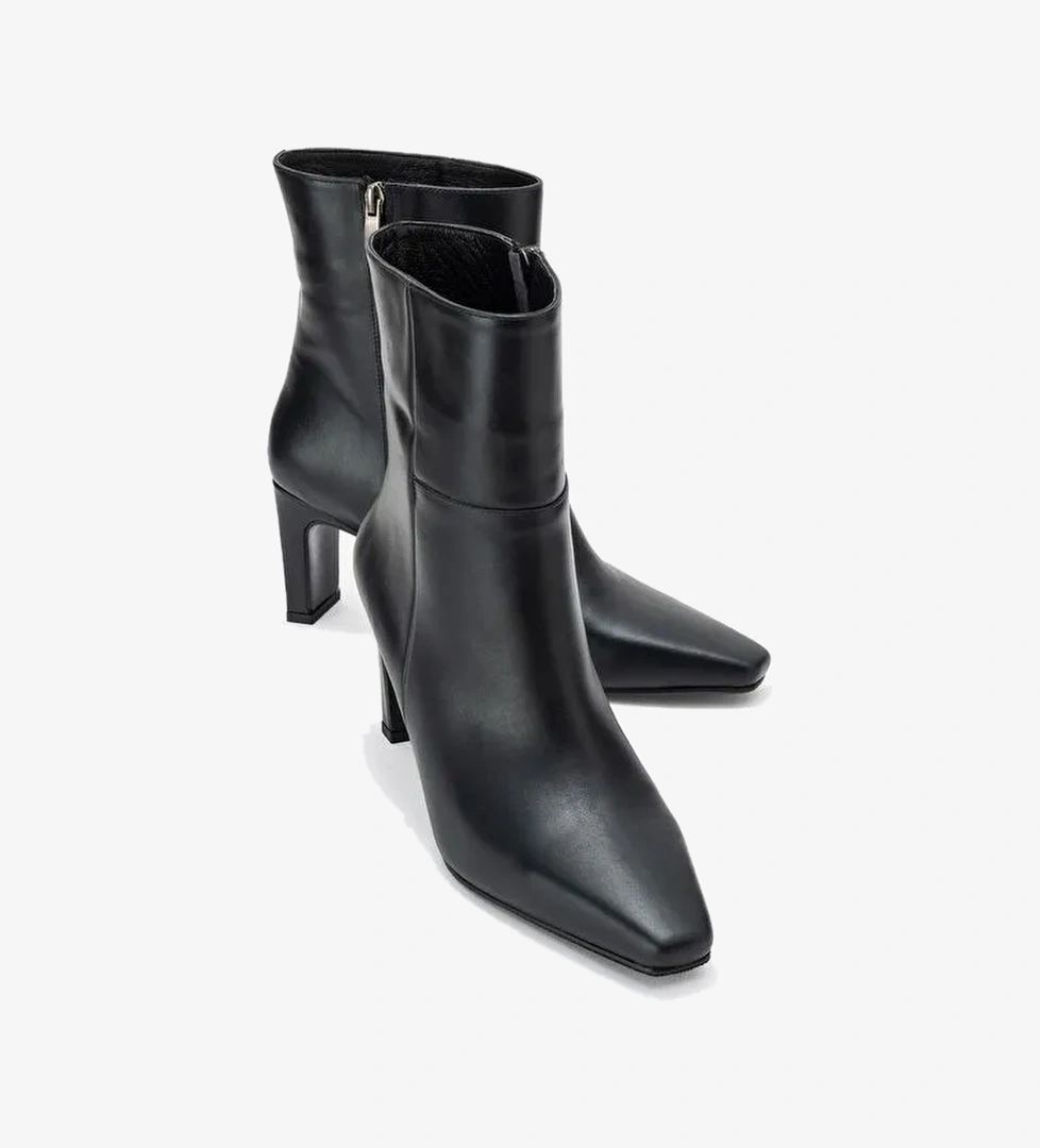 ELIAS Siyah Cilt Hakiki Deri Kadın Blok Topuklu Bot - Görsel 1