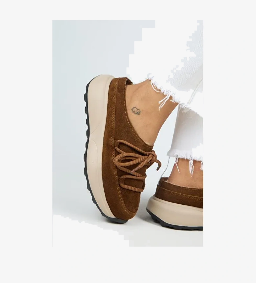 Manijero Koralia Kadın Hakiki Deri Sabo Taba Terlik - Görsel 1