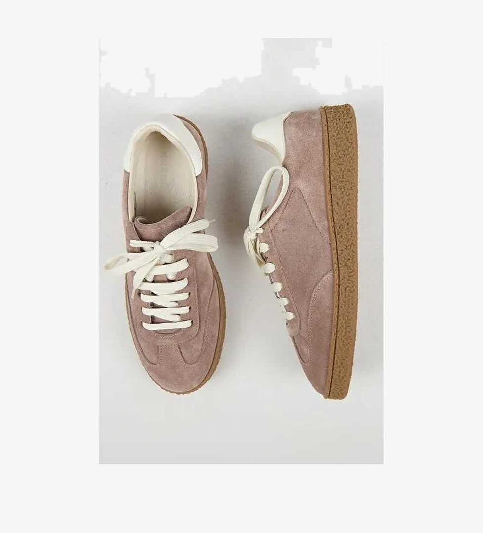 Krahe Palminteri 2 Erkek Hakiki Deri Bağcıklı Vizon -Ekru Sneakers - Görsel 1