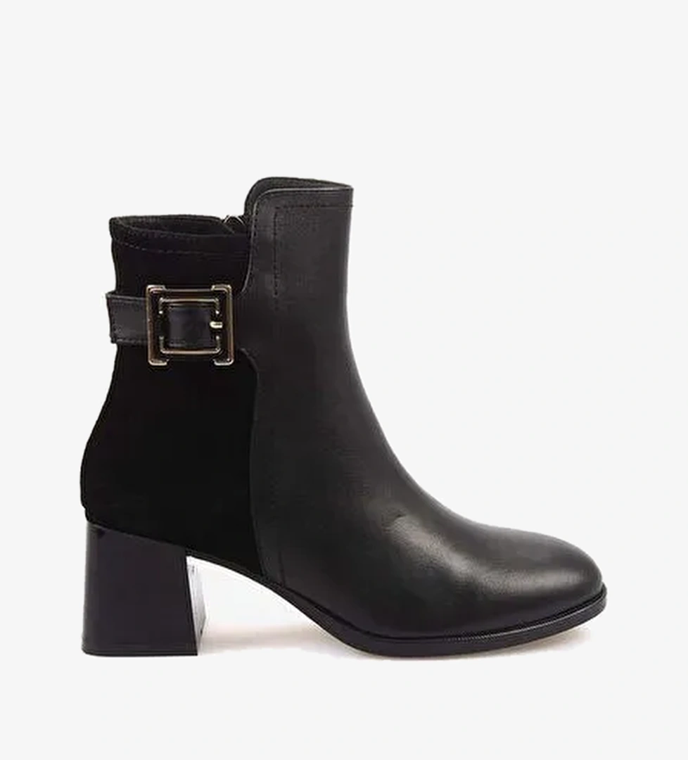 Kemal Tanca Hakiki Deri & Süet Kadın Topuklu Bot 24577 - Görsel 1