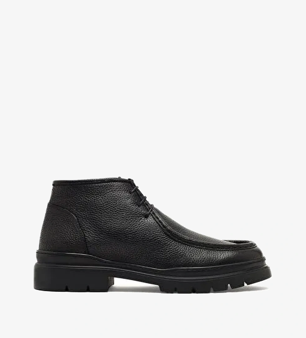 Erkek Siyah Bağcıklı Deri Casual Bot 25WFD7222FT - Görsel 1