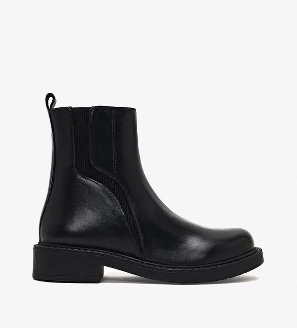 Kadın Siyah Fermuarlı Deri Bot 25WFD187618 - Görsel 1