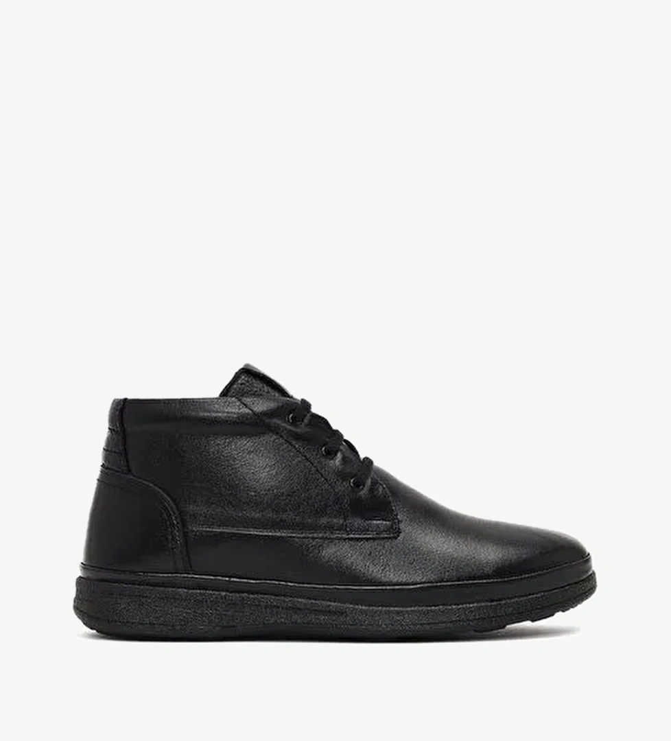 Erkek Siyah Bağcıklı Fermuarlı Deri Casual Bot 25WFD815218 - Görsel 1