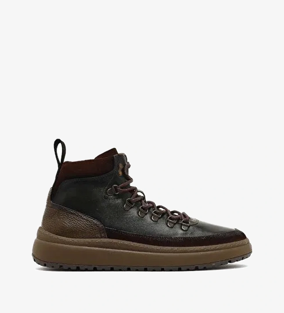 Erkek Yeşil Bağcıklı Kalın Tabanlı Deri Spor Bot 25WFD795014 - Görsel 1