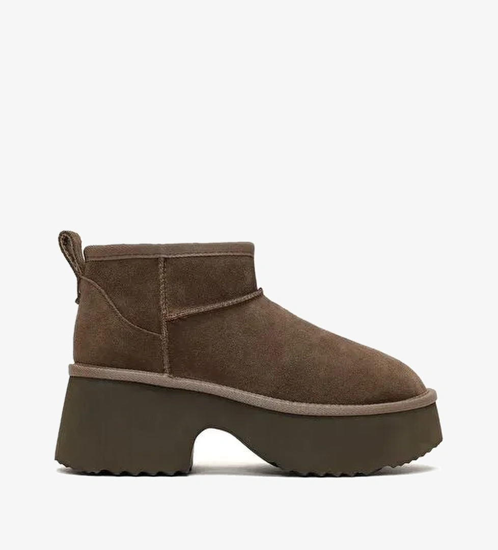 Kadın Vizon Kalın Tabanlı Süet Deri Teddy Bot 25WFD492910 - Görsel 1