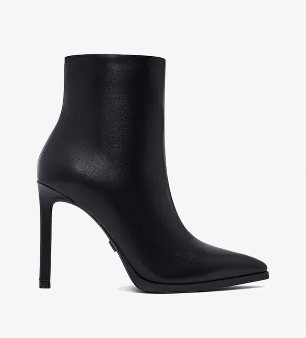 Kadın Siyah Fermuarlı Yüksek İnce Topuklu Deri Bot 25WFD491318 - Görsel 1