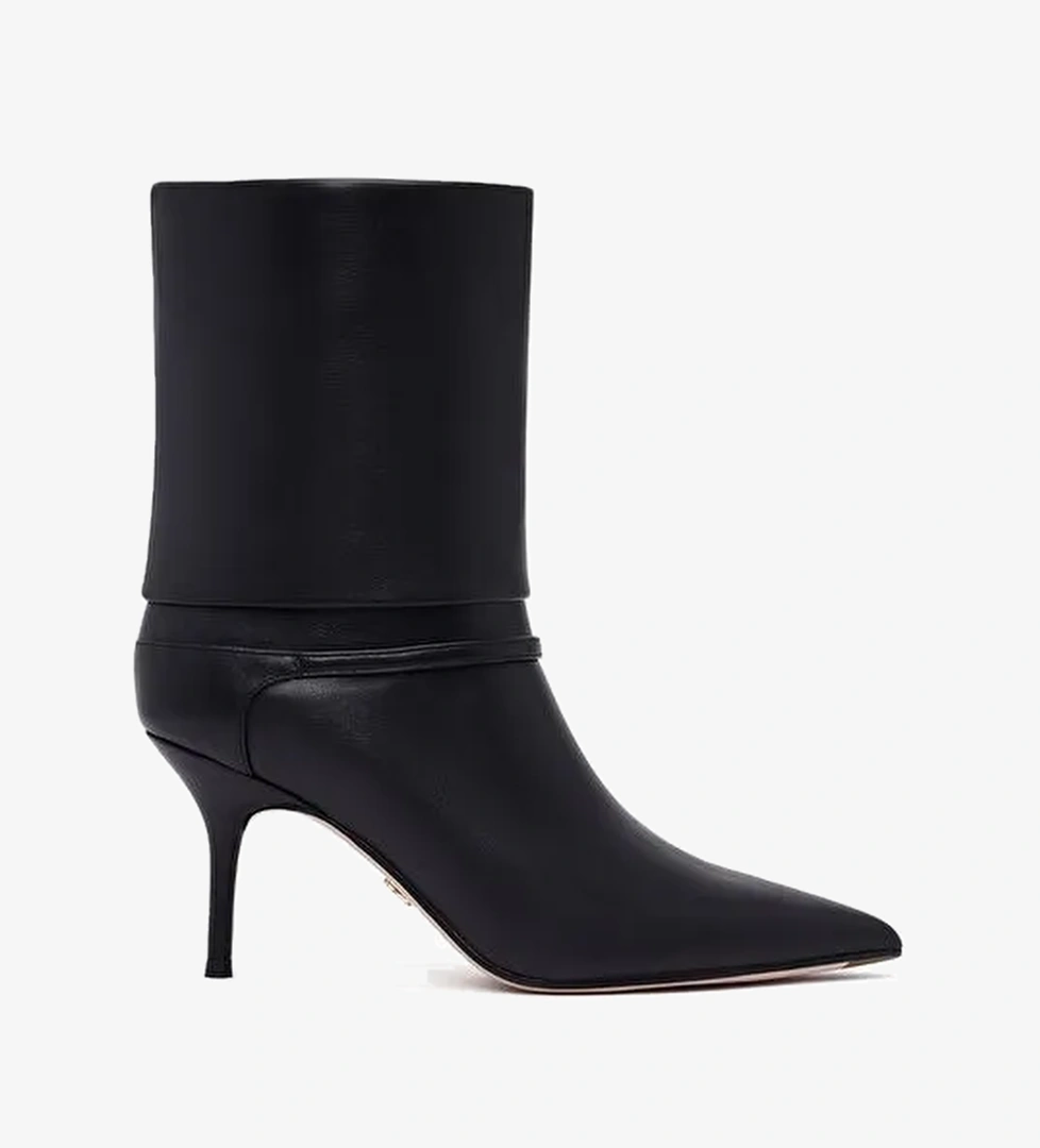 Kadın Siyah İnce Topuklu Deri Bot 25AFD490318 - Görsel 1