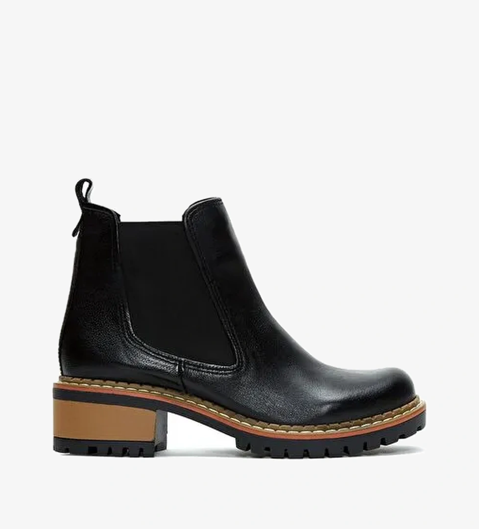 Kadın Siyah Deri Chelsea Bot 25WFD180018 - Görsel 1