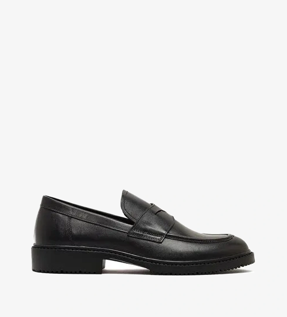 Erkek Siyah Deri Casual Loafer 25WFD603618 - Görsel 1