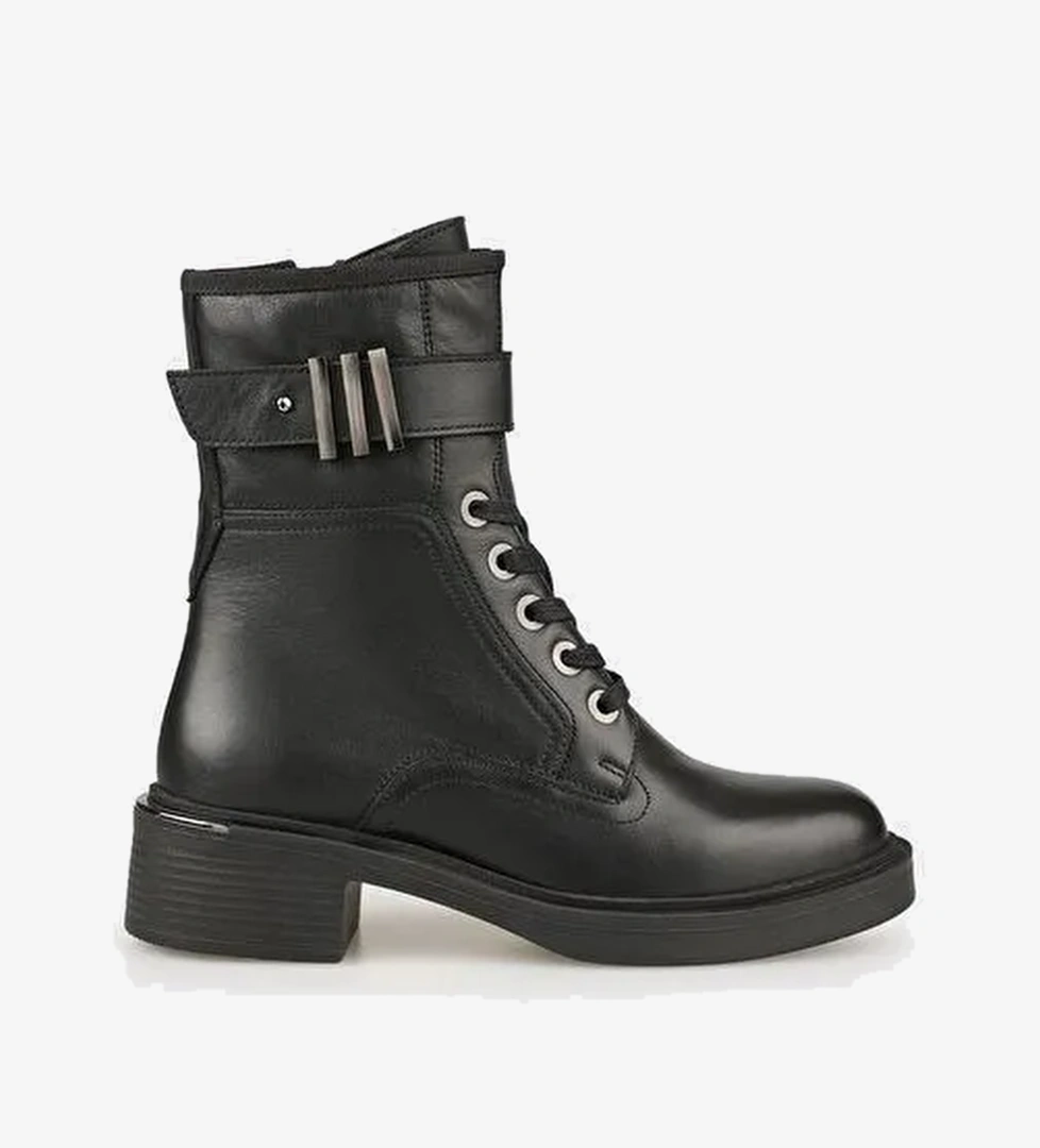 Siyah Deri Kadın Günlük Bot - Görsel 1