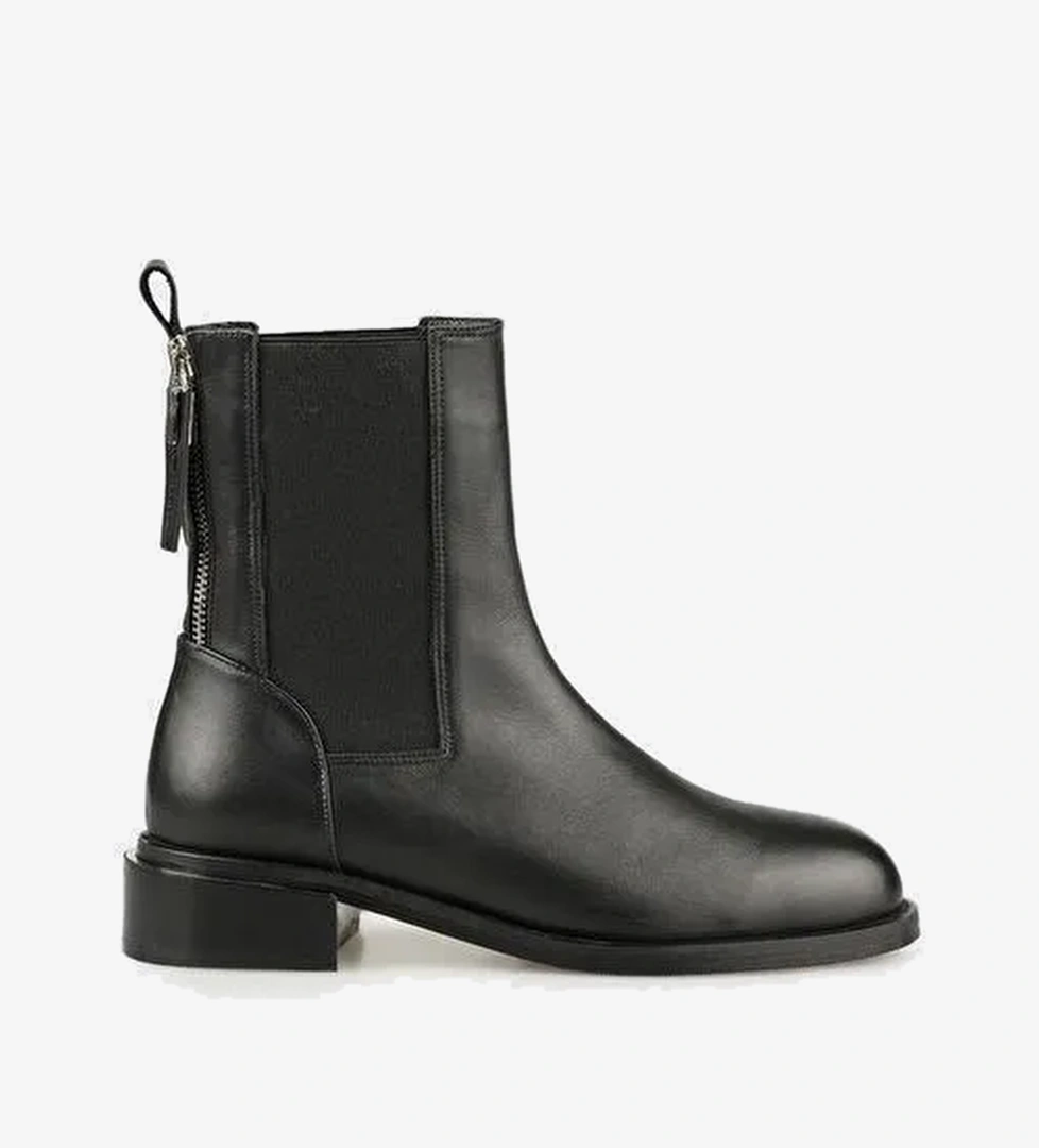 Siyah Deri Kadın Klasik Bot - Görsel 1