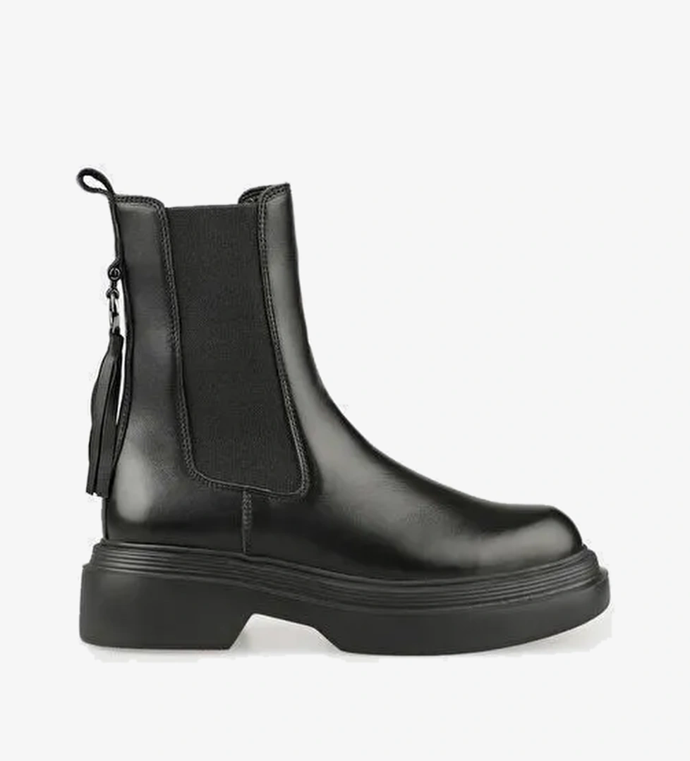 Siyah Deri Kadın Günlük Bot - Görsel 1