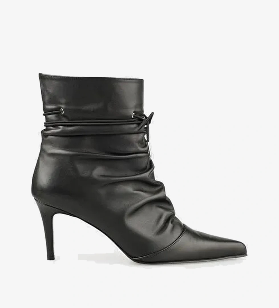 Siyah Deri Kadın Klasik Bot - Görsel 1