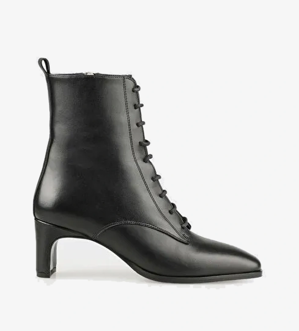 Siyah Deri Kadın Klasik Bot - Görsel 1