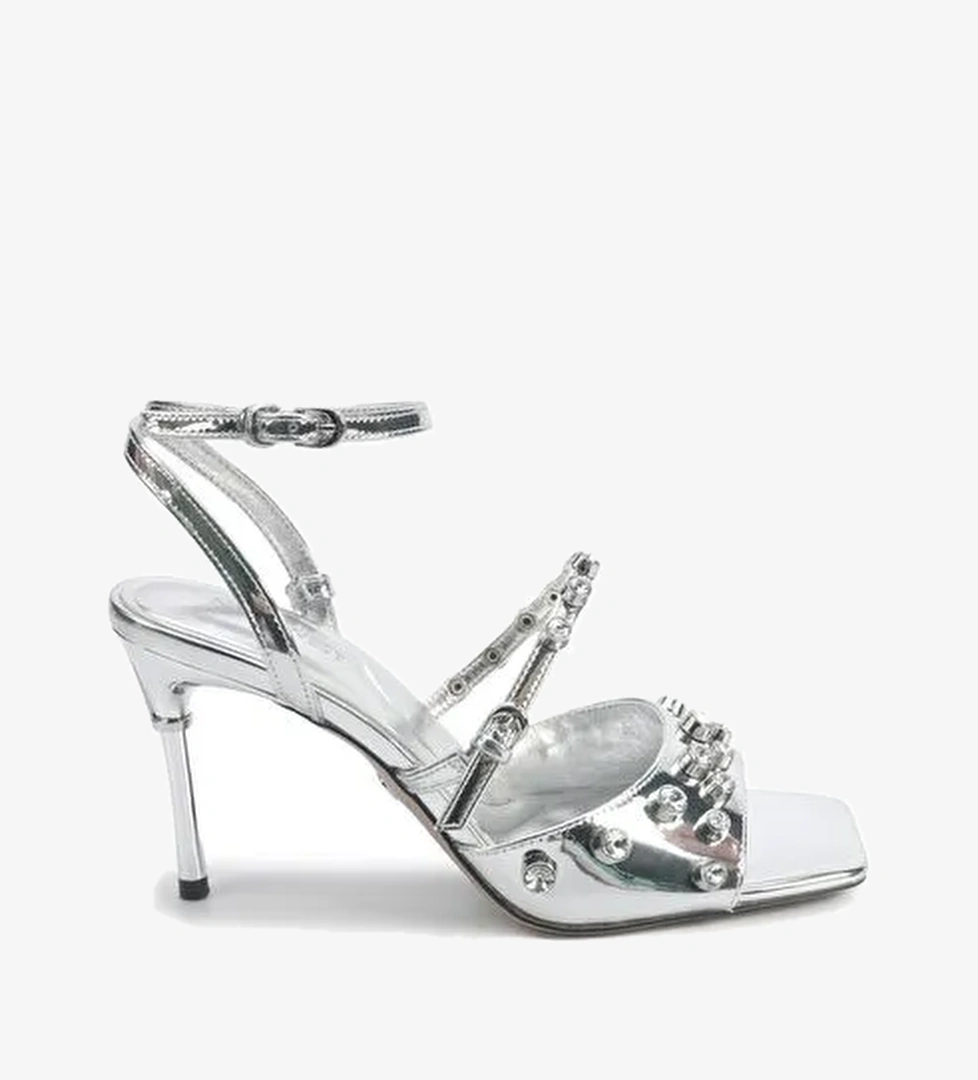 IRENE2 5PR Gümüş Kadın Topuklu Sandalet - Görsel 1