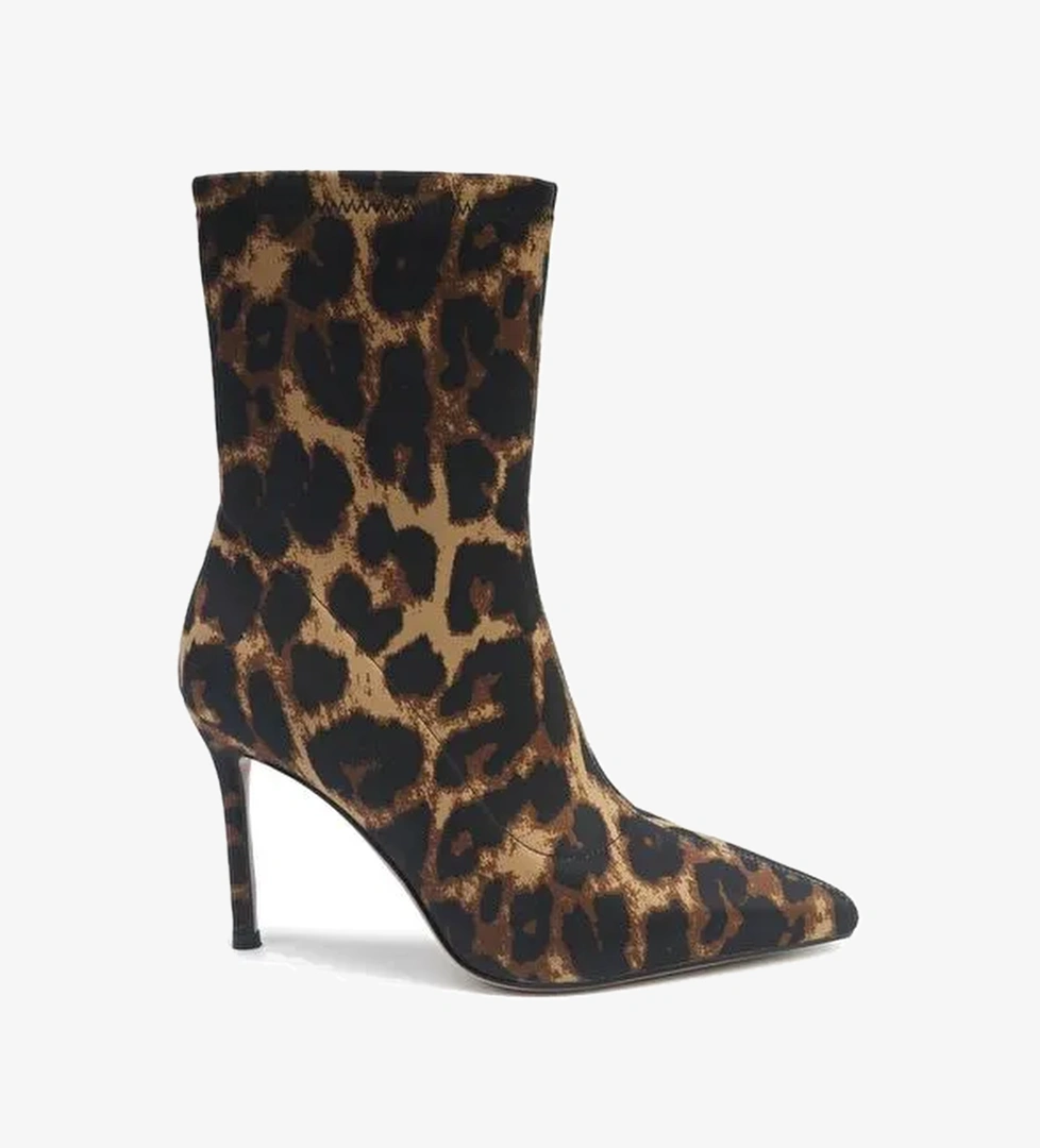 JUSTICE 5PR Leopar Kadın Topuklu Bot - Görsel 1