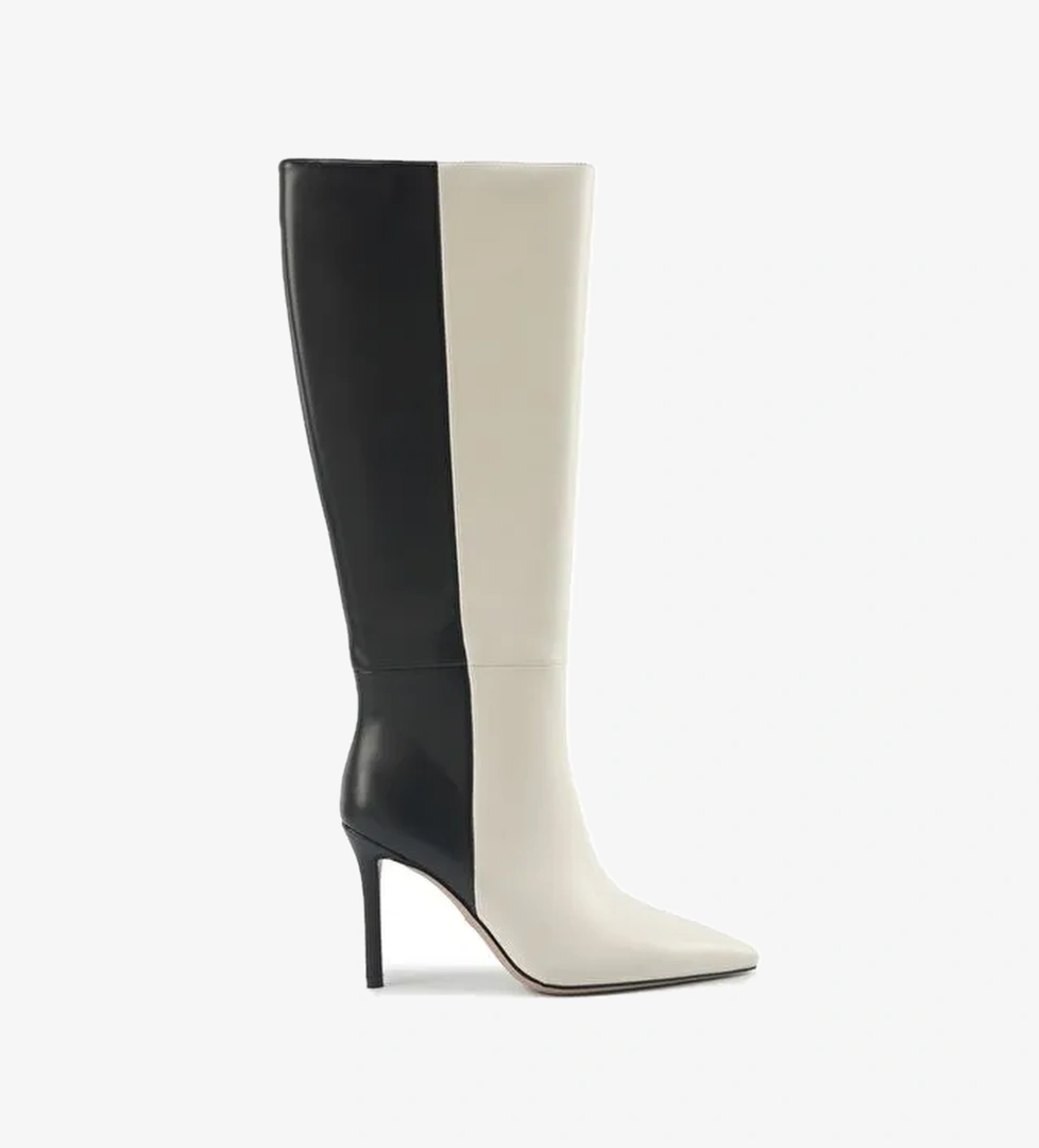 JUSTIN 5PR KIRIK BEYAZ Kadın Topuklu Çizme - Görsel 1