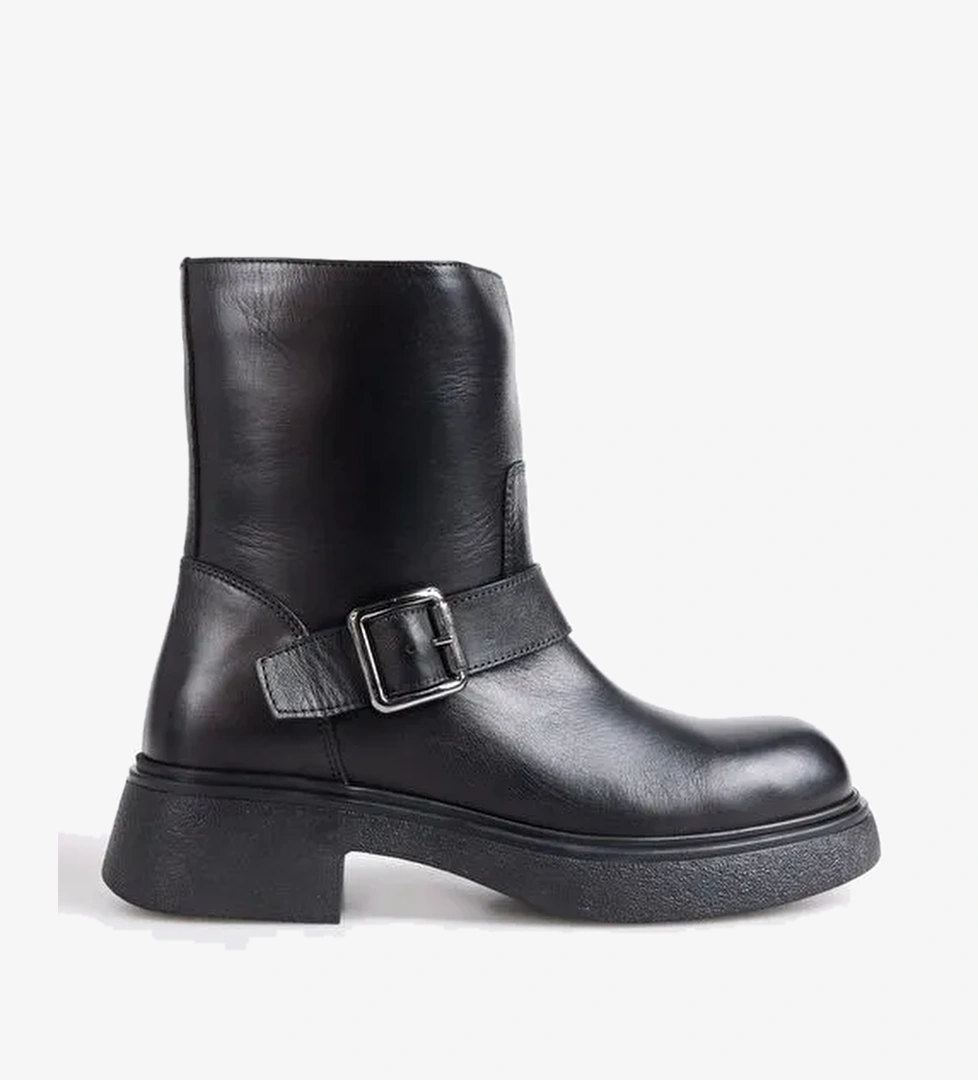 Fabrika Siyah Kadın Deri Bot D-MUDDY-LANFORD - Görsel 1