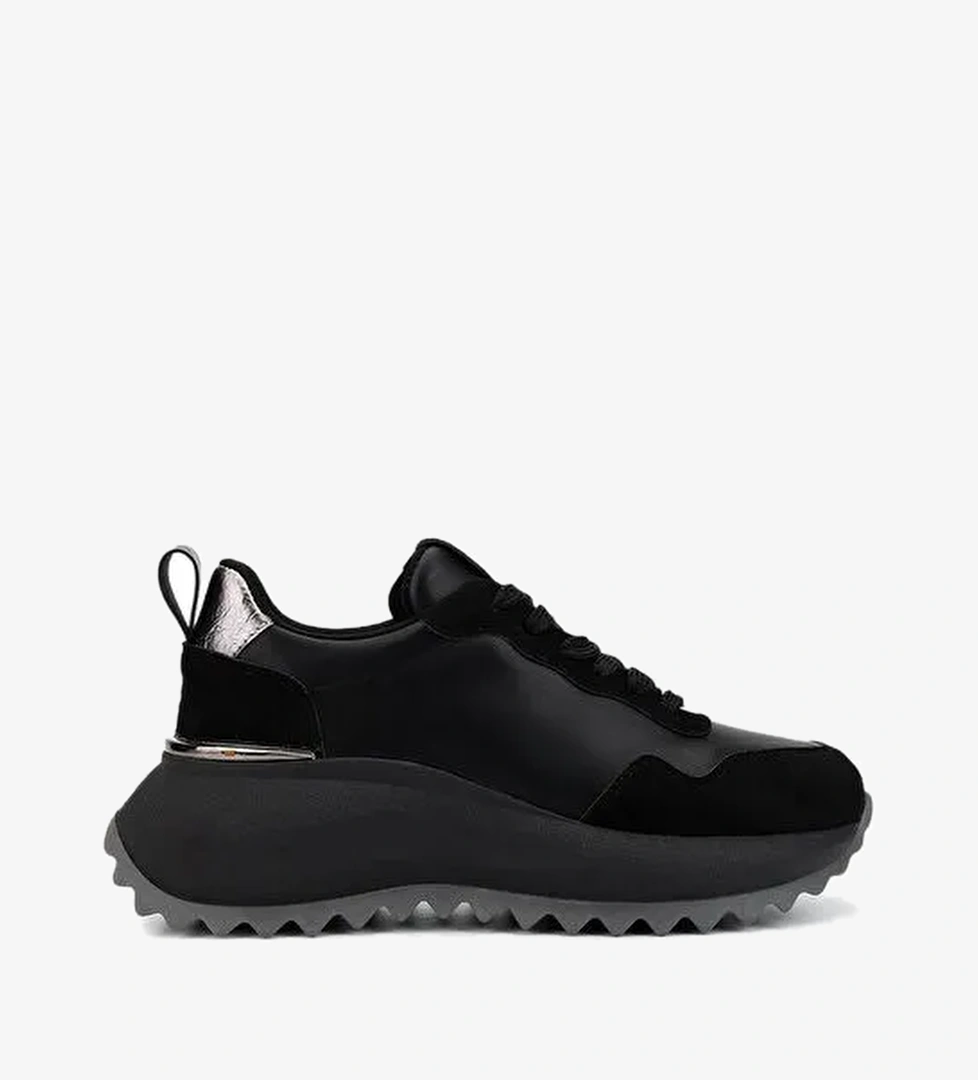 Tamer Tanca Kadın Suni Deri Siyah Süet/Antrasit Sneakers & Spor Ayakkabı - Görsel 1