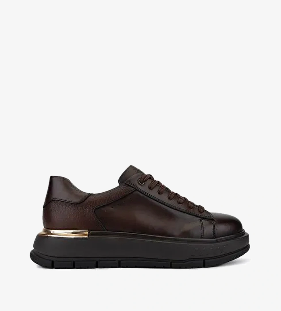 Tamer Tanca Erkek Hakiki Deri Kahverengi Sneakers & Spor Ayakkabı - Görsel 1