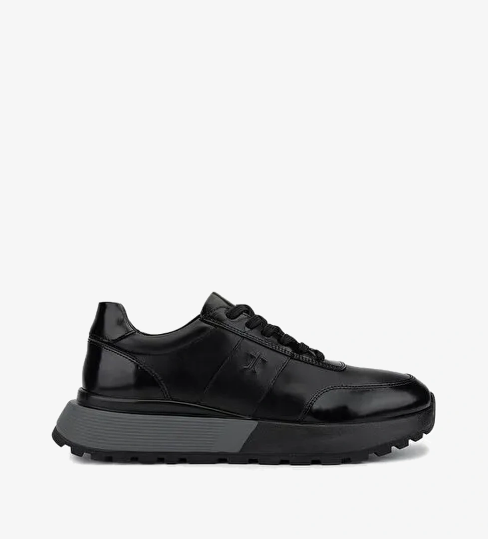 Tamer Tanca Erkek Hakiki Deri Siyah Açma Sneakers & Spor Ayakkabı - Görsel 1