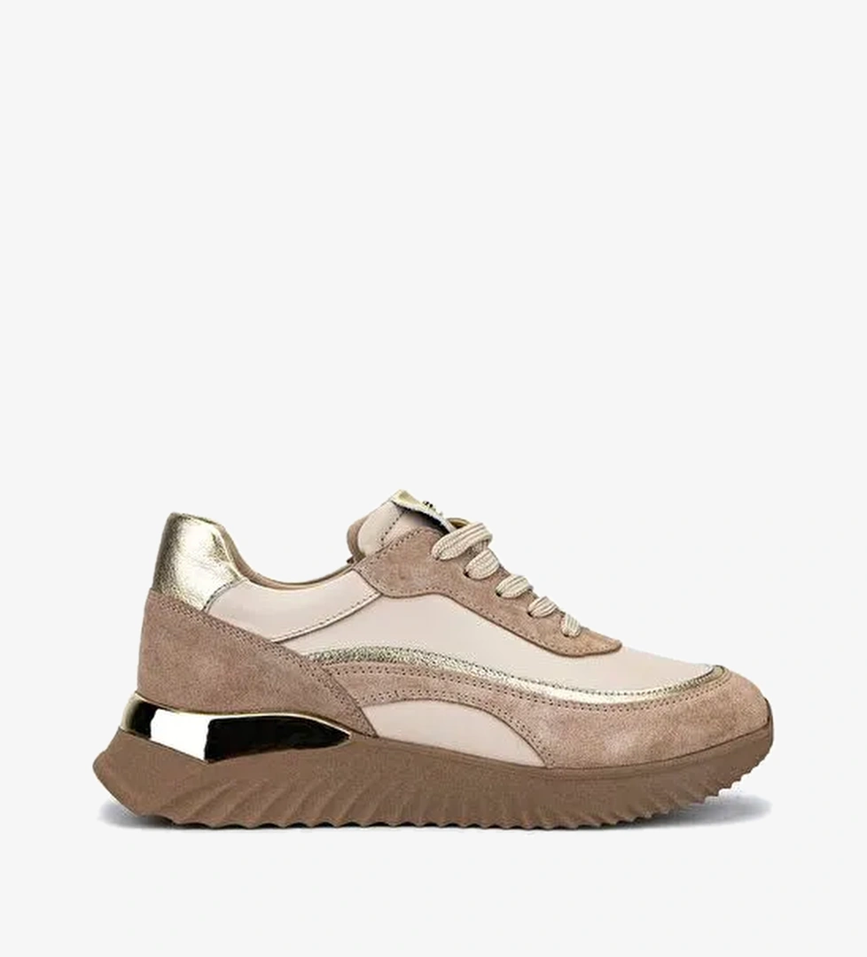 Tamer Tanca Kadın Hakiki Deri Bej Sneakers & Spor Ayakkabı - Görsel 1