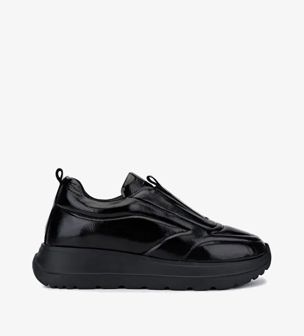 Tamer Tanca Kadın Hakiki Deri Siyah Rugan Sneakers & Spor Ayakkabı - Görsel 1