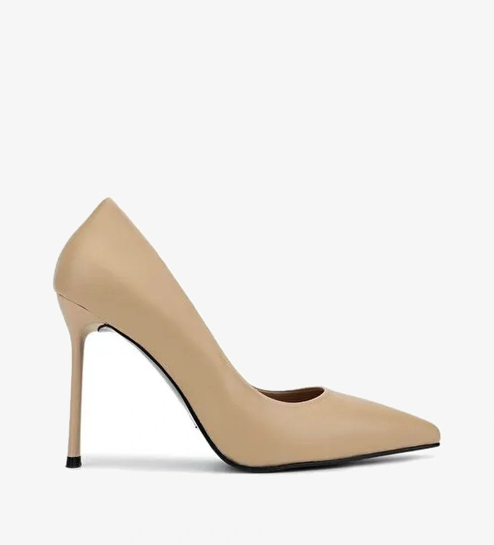 Tamer Tanca Kadın Hakiki Deri Bej Topuklu Ayakkabı - Görsel 1