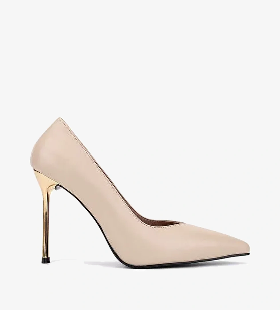 Tamer Tanca Kadın Hakiki Deri Bej Topuklu Ayakkabı - Görsel 1