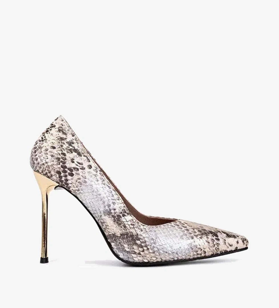 Tamer Tanca Kadın Hakiki Deri Naturel Topuklu Ayakkabı - Görsel 1