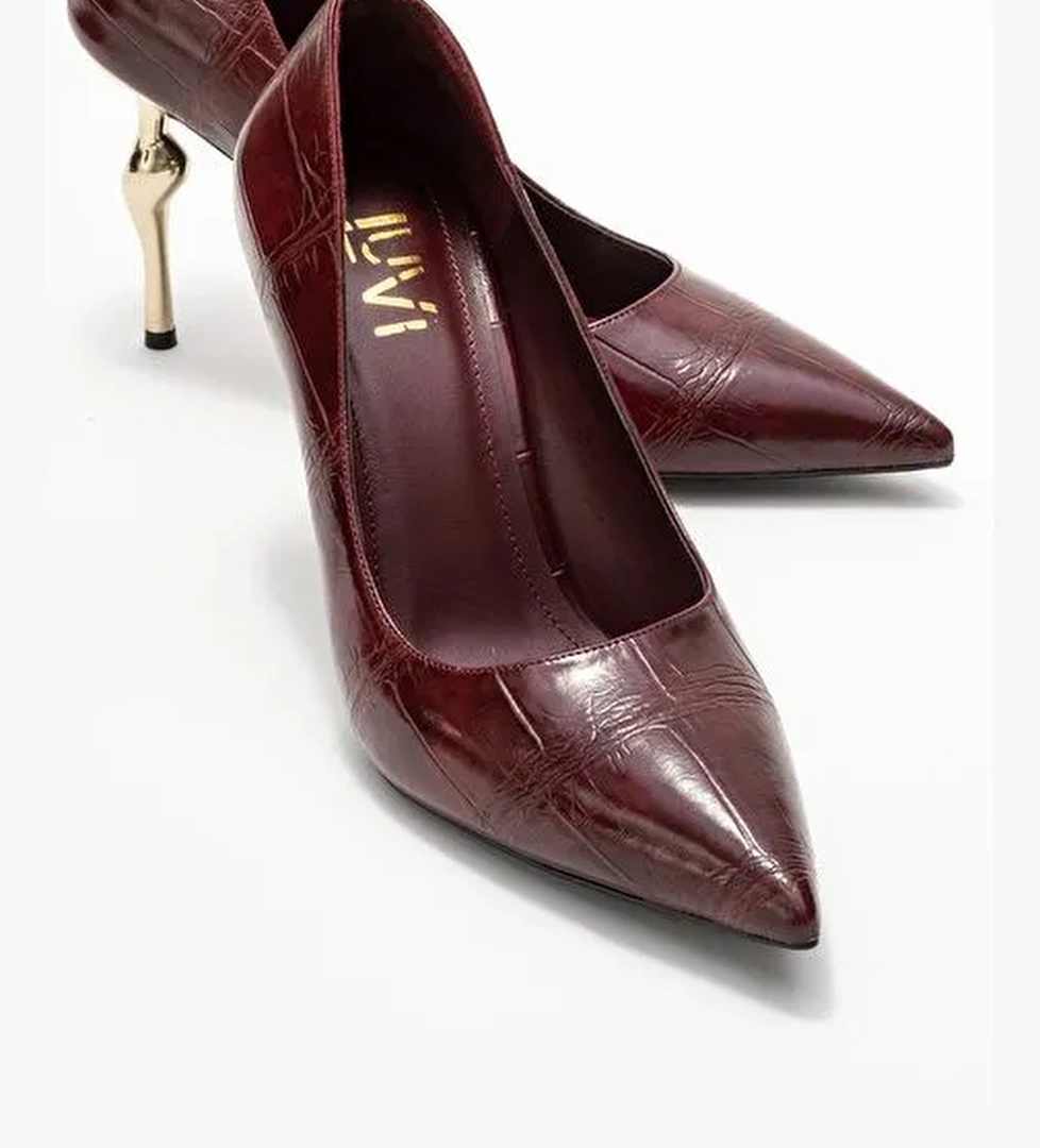 HUDSON Bordo Baskı Kadın Topuklu Ayakkabı - Görsel 1