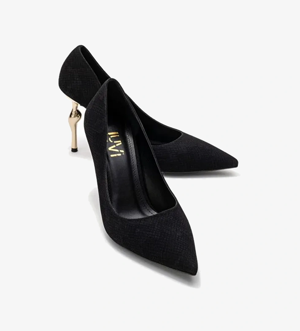 HUDSON Siyah Desenli Kadın Topuklu Ayakkabı