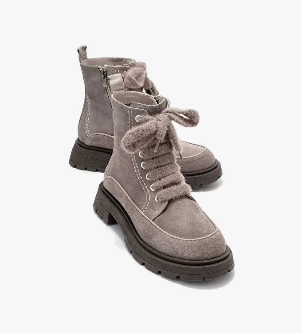 MINA Vizon Süet Hakiki Deri Kadın Postal Bot - Görsel 1