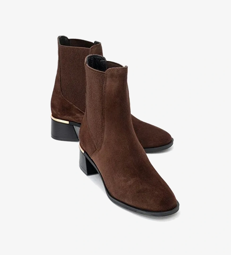 NEİVA Kahverengi Süet Hakiki Deri Kadın Chelsea Bot - Görsel 1