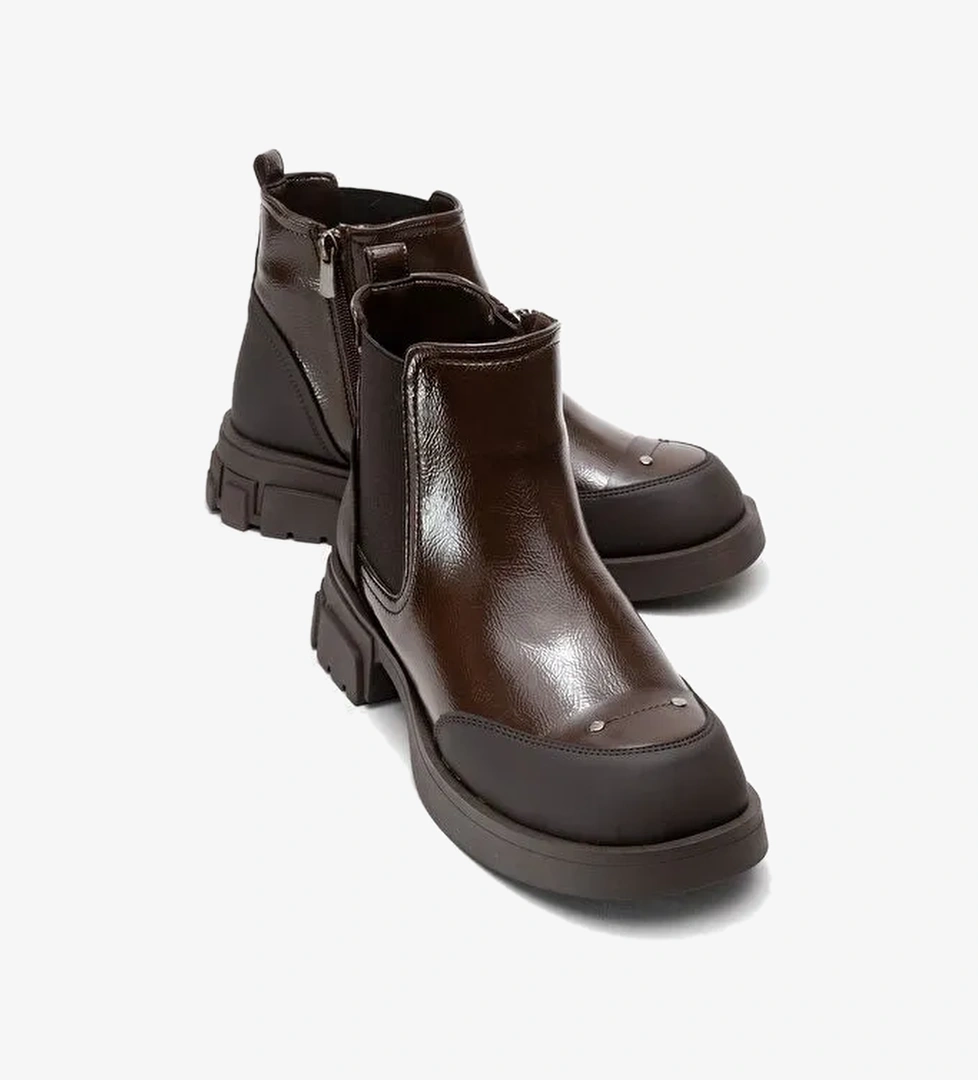 ALBİA Kahverengi-Kahverengi Rugan Kadın Bot - Görsel 1