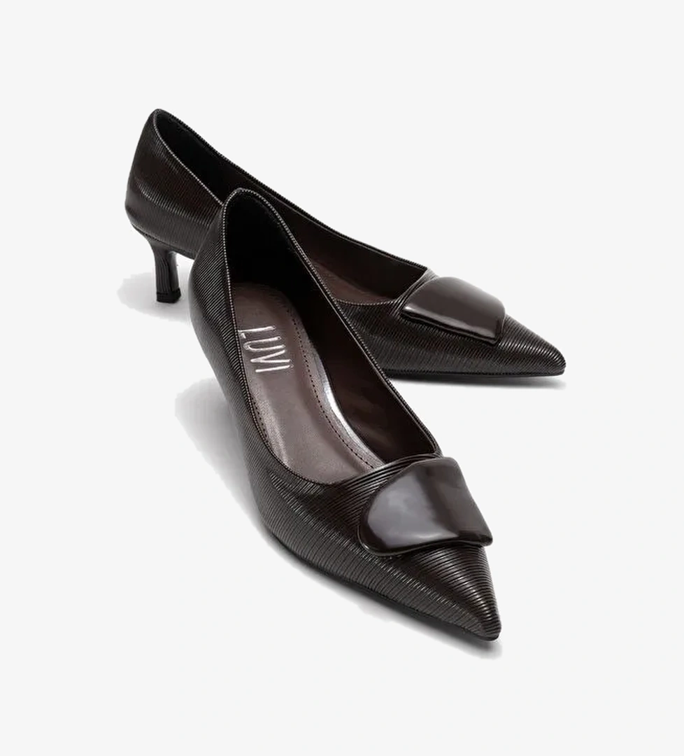 Luvi Shoes Luvi Shoes BRIANA Kahverengi Çizgili Tokalı Kadın Topuklu Ayakkabı Boyner'de! Kahverengi - 1. görsel