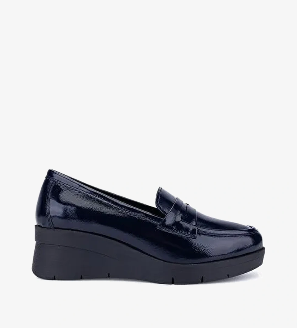 Tamer Tanca Kadın Hakiki Deri Lacivert Rugan Comfort Ayakkabı - Görsel 1