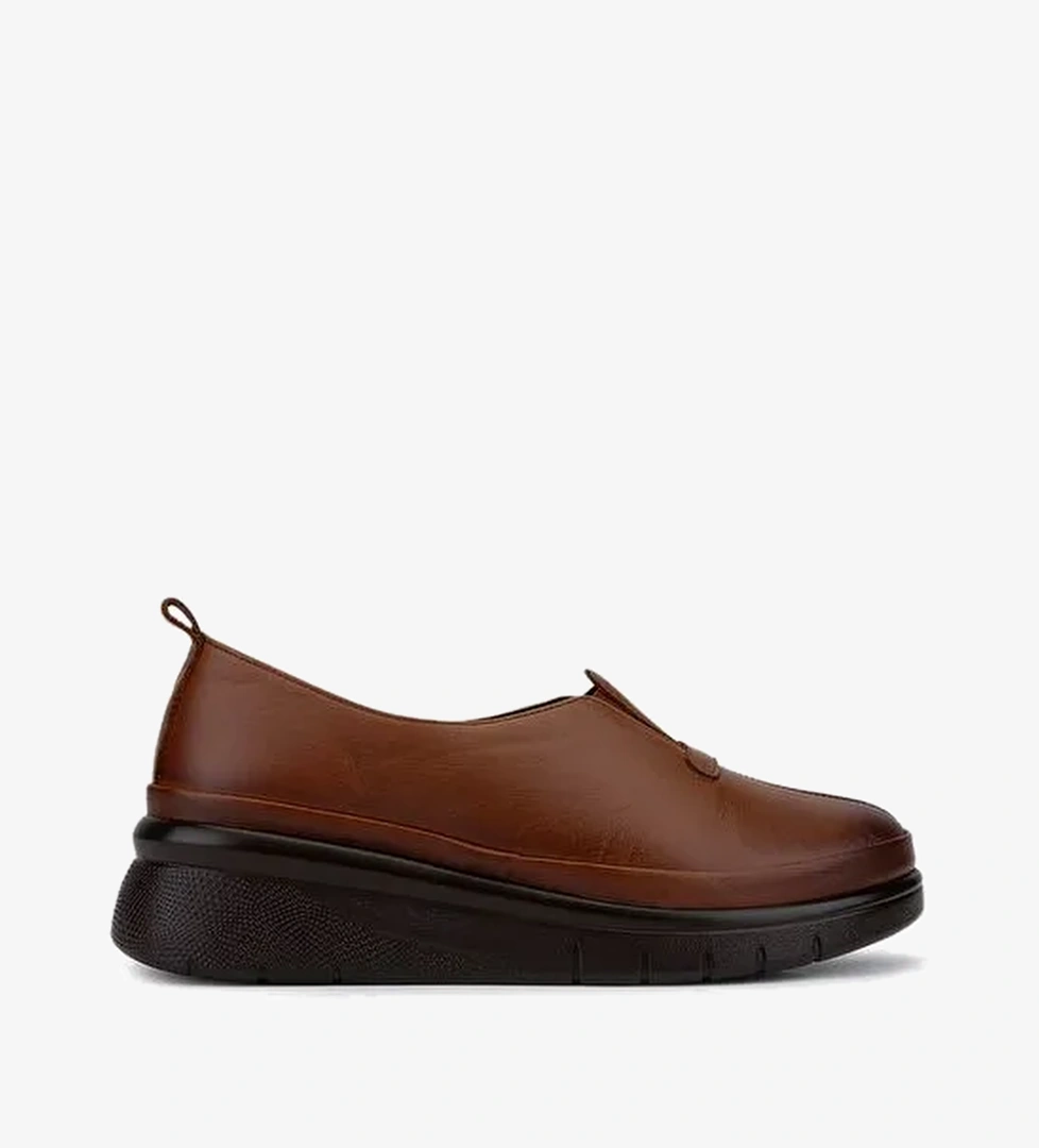 Tamer Tanca Kadın Hakiki Deri Taba Deri Comfort Ayakkabı - Görsel 1